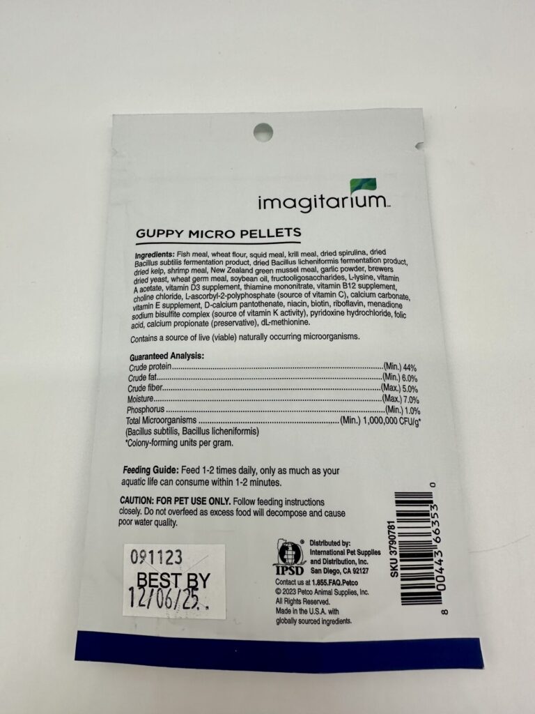 Imagitarium Guppy Micro Pellets Ingredients